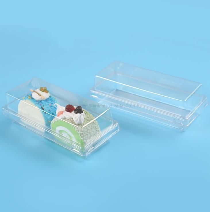 Custom Disposable Clear Plastic Packaging Rectangular Cake Box with Lid