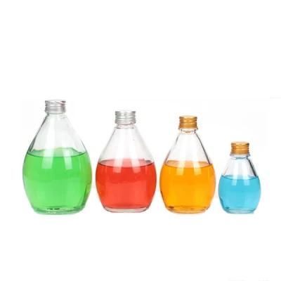 250ml 350ml Rain Shaped Beverage Milk Tea Juice Glass Bottles with Lids