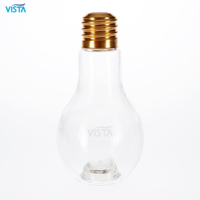 Hot Sale 400ml Juice Glass Jar Light bulb Shape with Lid for Kambucha Coffee Beverage Sodas