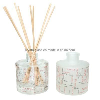 3.7oz Glass Bottles with Rattan Reed Diffuser Sticks Glass Jars Bottles Decorated Decal Pattern