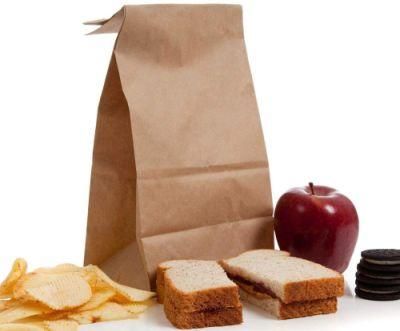 Food Snack Grocery Packaging Brown White Kraft Paper Bag