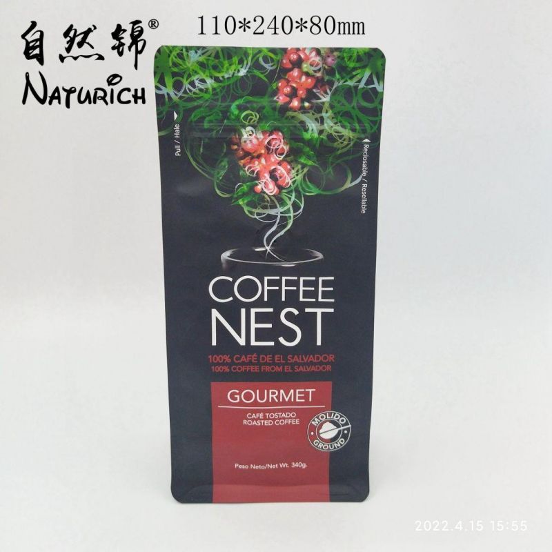 340g Coffee Packaging Bag with Zipper and Valve Mylar Bags