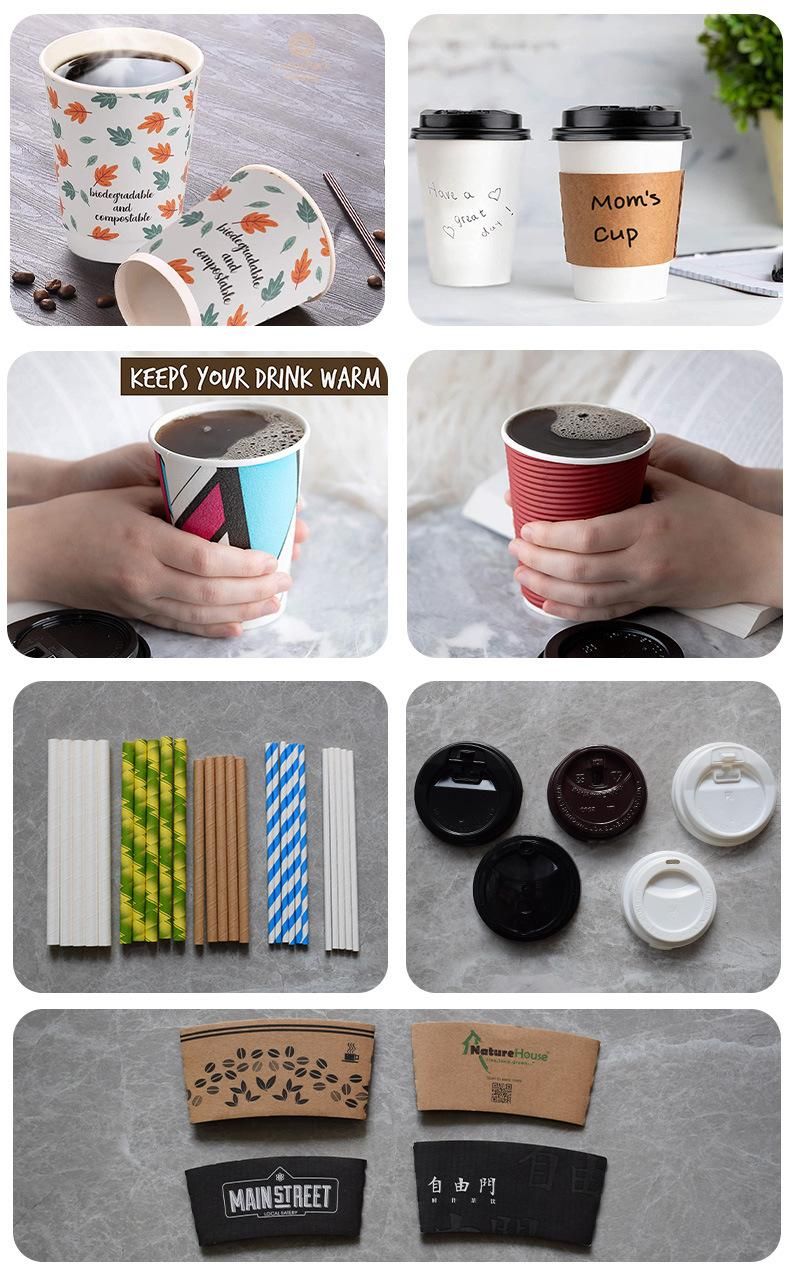 4oz/8oz/12oz/16oz/20oz/22oz Disposable Cup Paper Coffee Cup Biodegradable Paper Cups