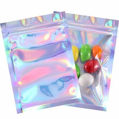 Holographic Zip Lock Packaging Smell Proof Makeup Pouch Plastic Packaging Bags