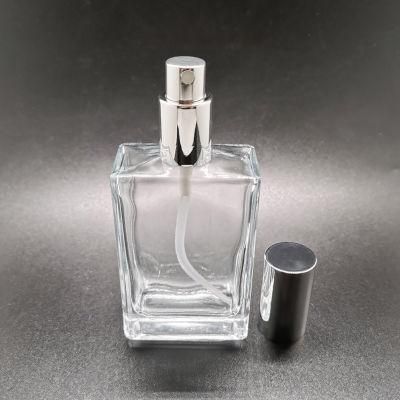 50ml Rectangle Glass Perfume Bottle with Aluminium Sprayer Cap