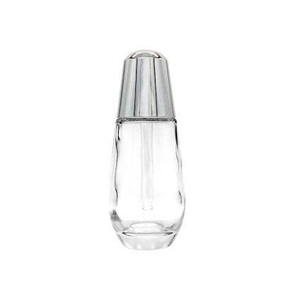 Custom Empty Cosmetics Clear Oblique Shoulder Unique Glass Dropper Bottle 10ml 20ml 30ml 50ml 100ml