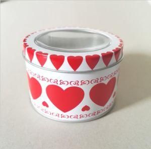 Lovely Heart-Shaped Window Watch Tin Box Candy Box Flower Box Round Tin Box Wholesale