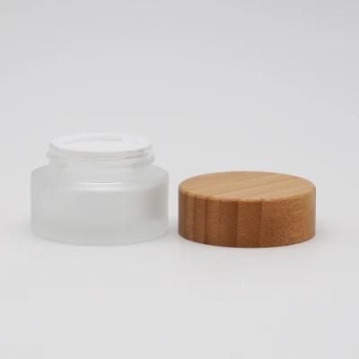 Bamboo Cosmetic Jar of Face Cream Glass Container