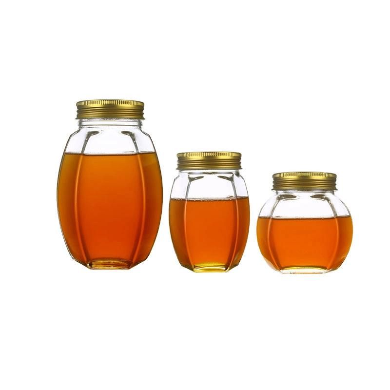 500g Hexagon Glass Jar Honey Glass Packaging Jar