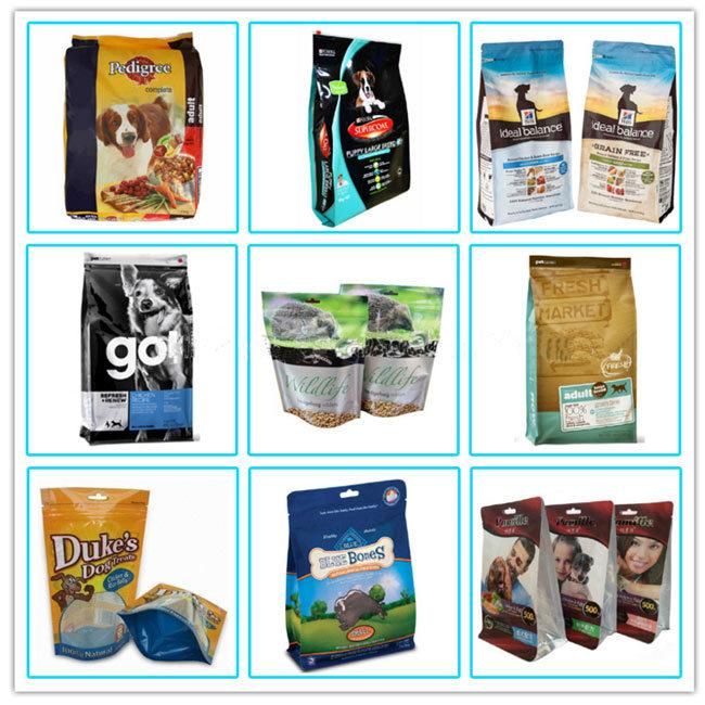 Flat Bottom Pet Food Plastic Bag with Top Resealable Zipper