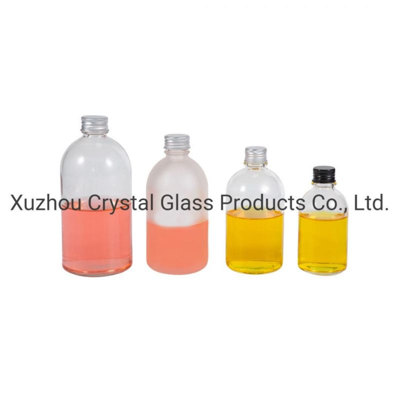 Custom 500ml Clear Glass Water Bottle with Metal Caps