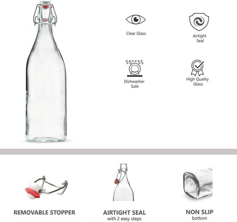 530ml Clear Handmade Beer Glass Bottle with Swing Top