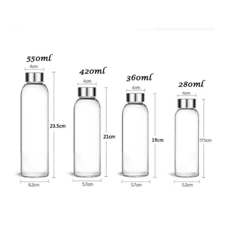 Custom Logo 16oz Clear Glass Water Bottle with Cover