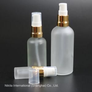 Frosted Transparent Glass Oil Bottle with Gold Pump, Dropper Bottle (NBG23C)