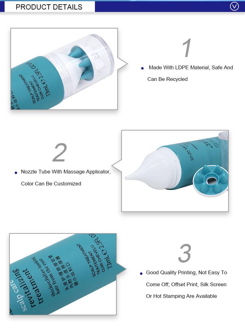 Wholesale Cosmetic Plastic Container 73ml Massage Blue Squeeze Tube for Cosmetic Packaging