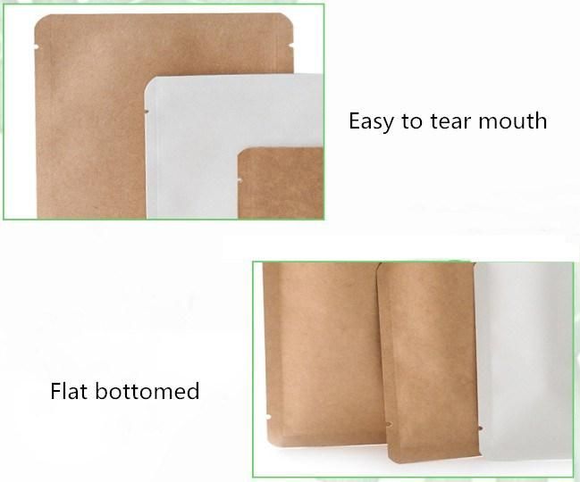 Three Side Sealing Aluminum Foil Laminated Brown Kraft Paper Bag