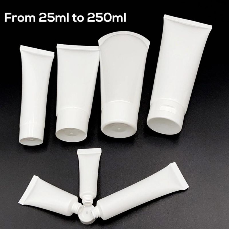 PE White Outdoor Cosmetics Packaging Flip Over Hand Stand Shampoo Plastic Soft Tube