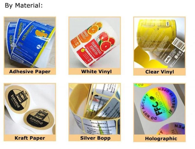 Custom Pet/PC/PP/Film/Art Paper Material, Self Adhesive Label with Silkscreen Printing or Offset Printing Stickers