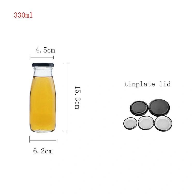 300 Ml Round-Square Juice Beverage Milk Glass Bottles Free Samples