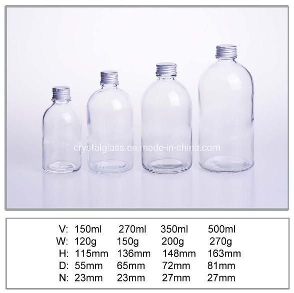 270ml 350ml 500ml Boston Round Frosted Glass Coffee Bottle Drinking Bottle