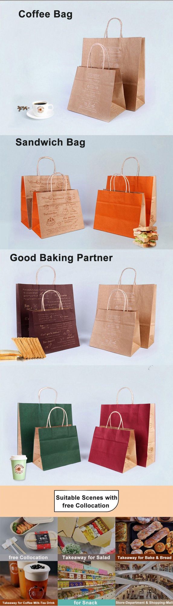 Custom Personalized Handle Kraft Biodegradable Paper Gift Bag