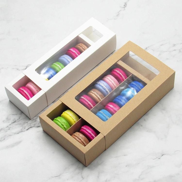 Wholesale Sliding Drawer Mini Paper Kraft Cake Dessert Cookie Biscuit Macaron Packaging Box Wholesale