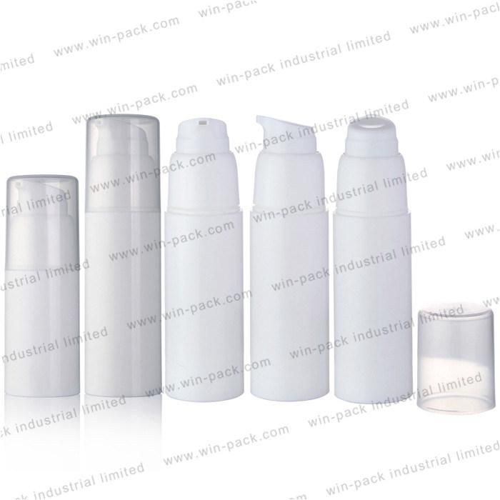 White Color Round PP Airless Lotion Bottle Cosmetic Container 15ml 30ml 50ml