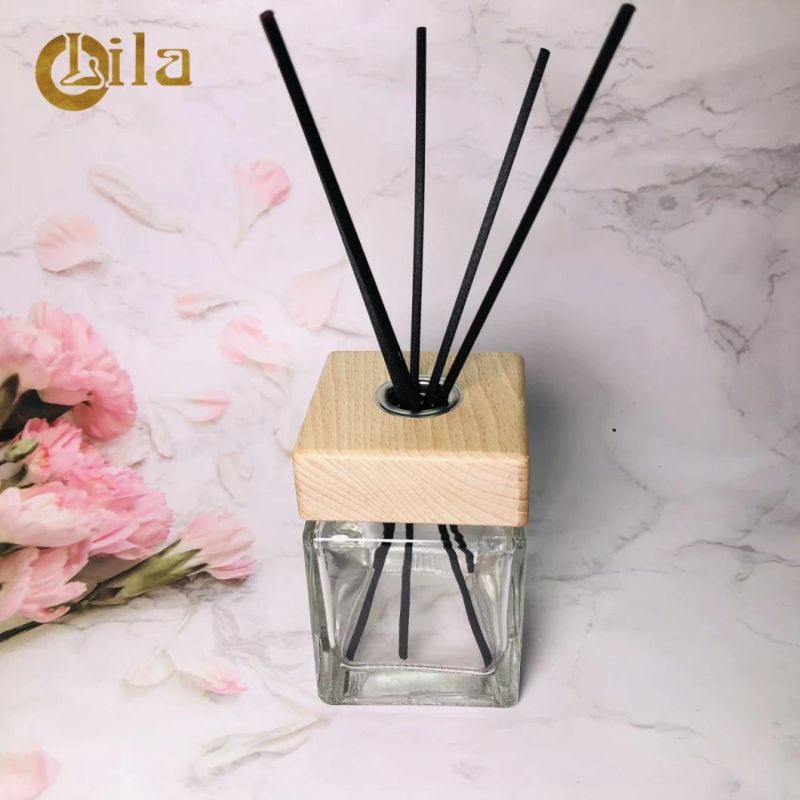 OEM 200ml Diffuser Perfume Fragrance Aroma Glass Bottle with Wood Cap Reed