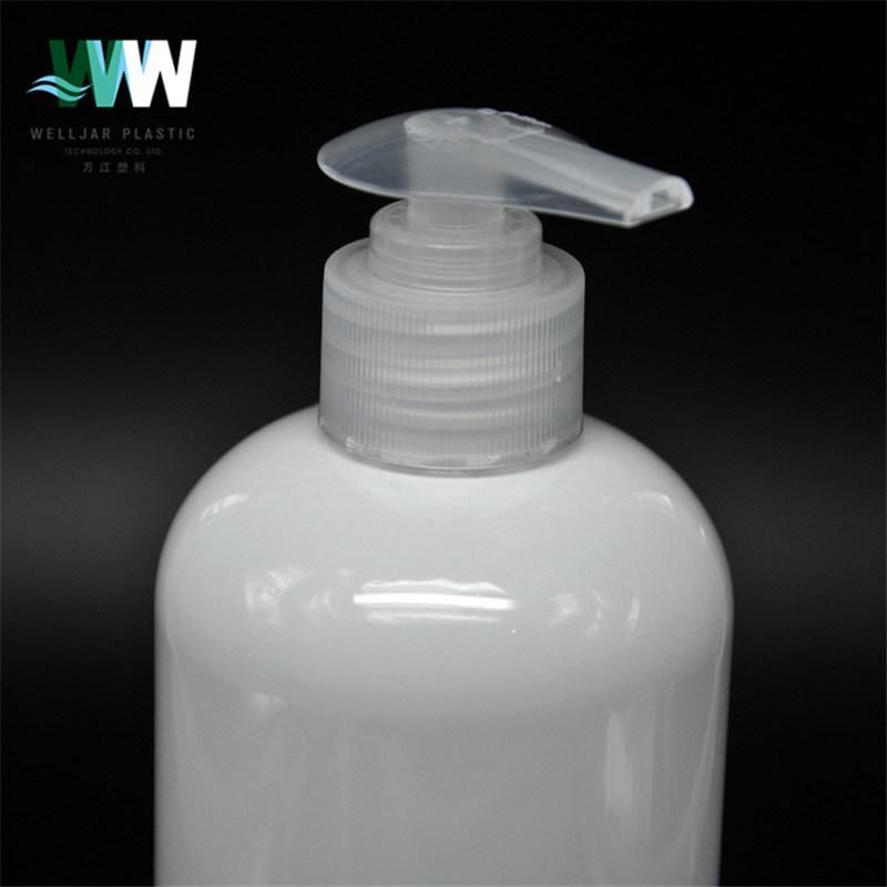 500ml Plastic Pet White Round Bottle with Lotion Pump