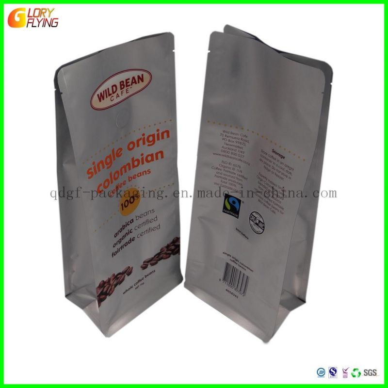 Custom Compostable Recyclable Zipper Lock Small and Medium Size Biodegradable Kraft Paper Flat Bottom Coffee Tea Food Plastic Bags