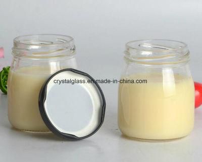 Round Cute Pudding Jar/Yoghurt Glass Bottles with Plasitc Lid 100ml