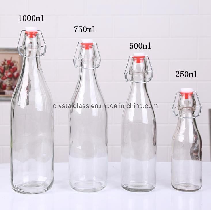 16oz Sodas Soft Drinks Packing Glass Bottle with Swing-Top Cap 250ml 500ml 750ml 1000ml