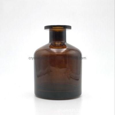 Color Customized Round Style Aroma Reed Perfume Diffuser Glass Bottle with Rattan 250ml