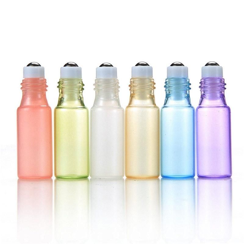 New Lovely Pearl Color 5ml Glass Roll on Bottles Aromatherapy Essential Oil Roller Bottles with Glod Aluminum Cap Mixed Bottle