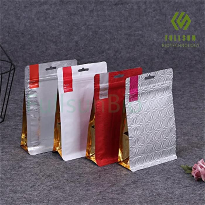 Plastic Food Packaging Coffee Candy Pet Snack 8 Sides-Sealed Recyclable Die-Cut Handle Stand up Pouch Color Printed Compound Bags
