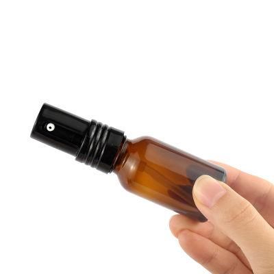 10ml 30ml 50ml 100ml Custom Packaging Cosmetics 1oz 2oz Slant Shoulder Amber Glass Bottle with Cap/Pump Spray Bottle