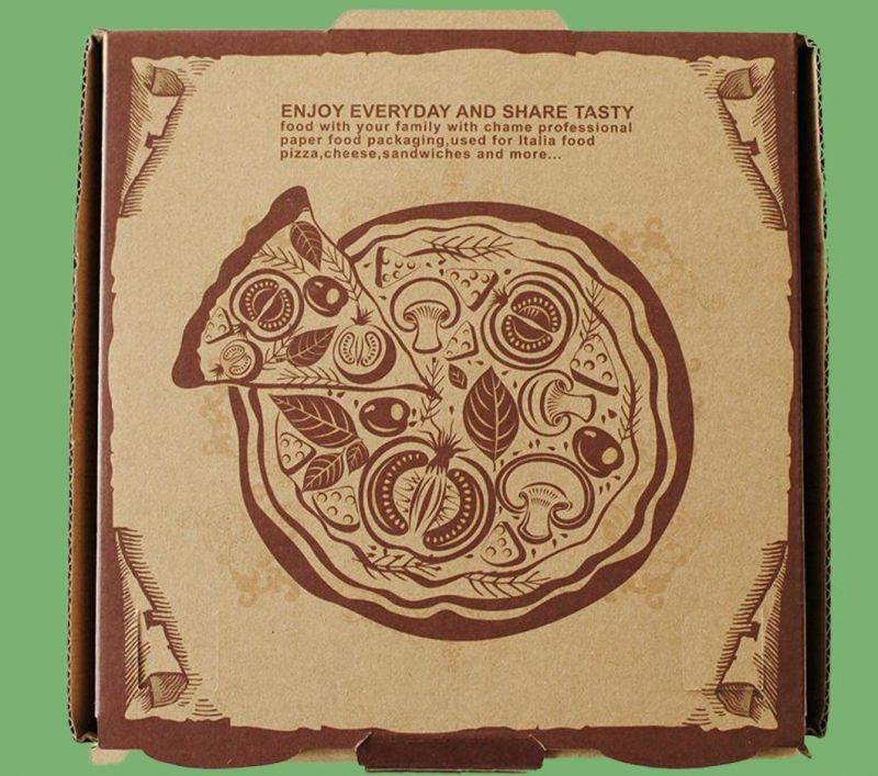 Factory Direct Black Printed Custom Pizza Box Drop Shipping