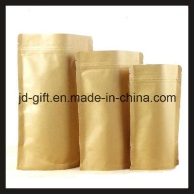 Wholesale Aluminum Kraft Paper Bags with Zipper Logo (9*14+3) for Tea