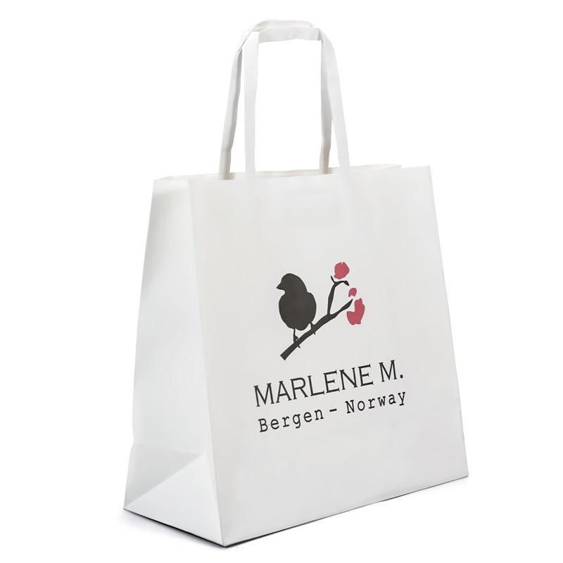 Customized Fashion Custom Occasion White Kraft Paper Shopping Bag