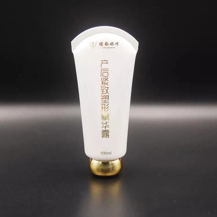 White Plastic Cosmetic 100ml Essence Tube Packaging with Gold Lid