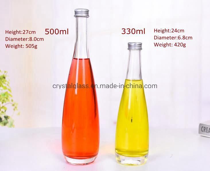 330/500ml Clear Glass Mineral Water Bottle Beverage Juice Ice Wine Bottle