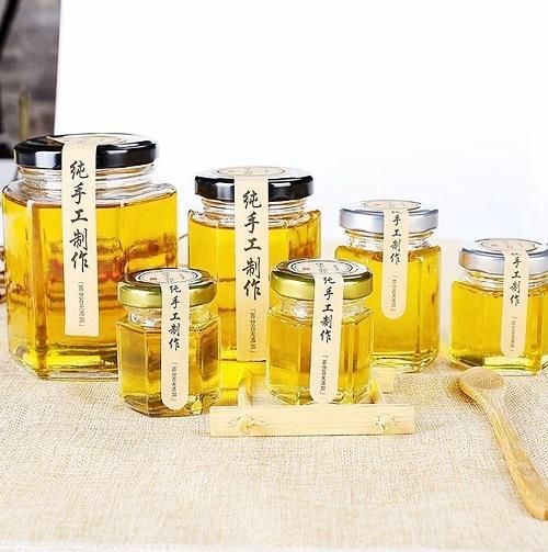 Wholesale Hexagonal Large Capacity Glass Jar for Food Honey Storage with Metal Lid