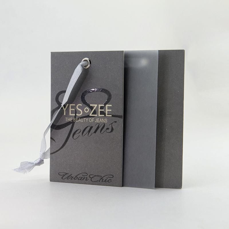 600GSM Paper Gray Logo Black Foil Custom Hang Tag