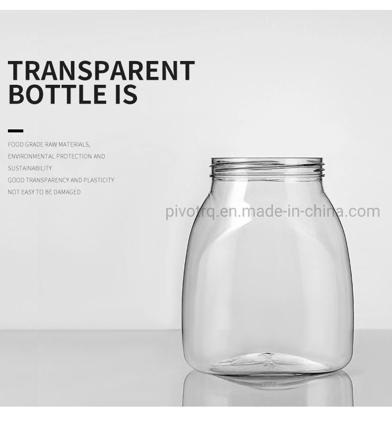 1200ml Pet Clear Plastic Bottle Bottle with Handle Cover for Nuts Candy Packing