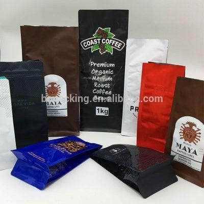 Four Side Seal Coffee Bag with Zipper 350g 400g 454G 1lb 500g Plastic Coffee Bag