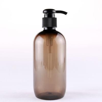 Custom Logo Clear Amber Empty 250ml Lotion Bottle Unique Plastic Pet Hair Shampoo Soap Bottles with Pump