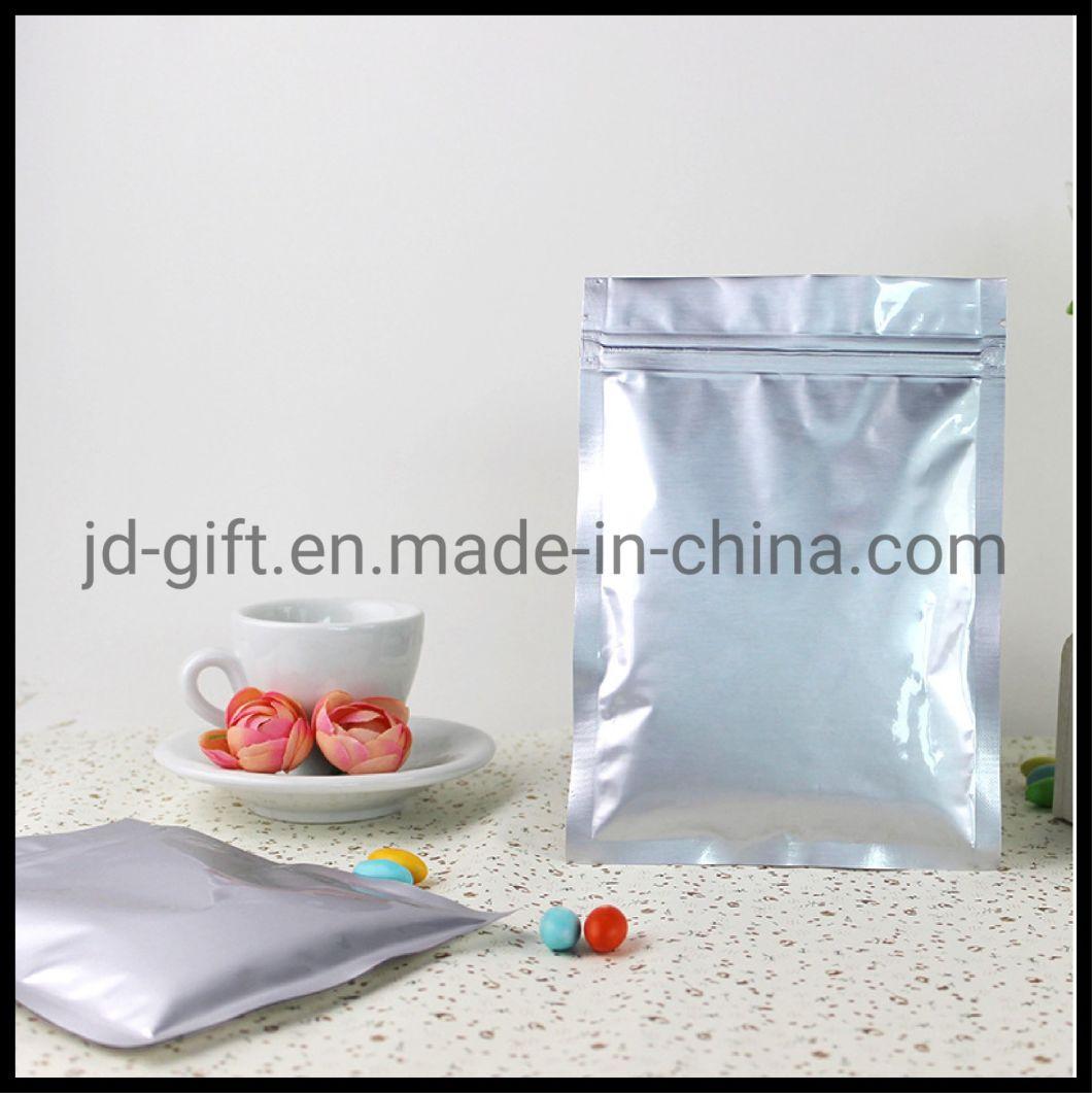 Wholesale Alu Silver Flat Pouches with Reusable Zipper Support Customized Printing for Tea Feed Dog Snack