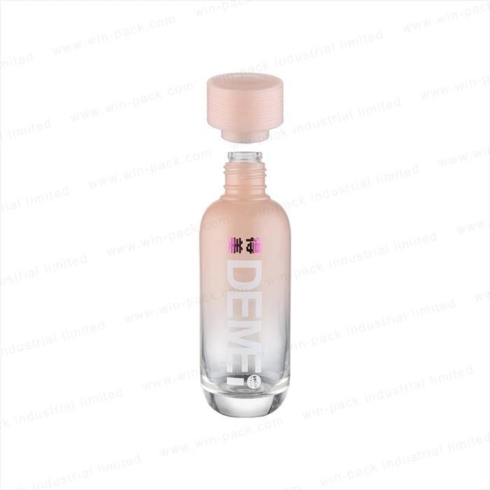 New Design Cosmetic Gradient Lotion Glass Pink Bottle with Pink Cap 110ml 140ml Wholesale