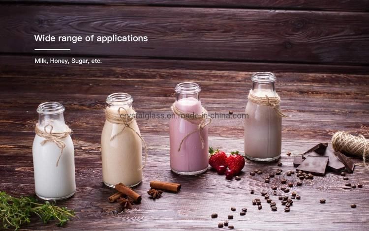 250ml 300ml 500ml 750ml 1L Clear Glass Juice Bottle Glass Milk Bottle with Metal Lid Beverage Bottle