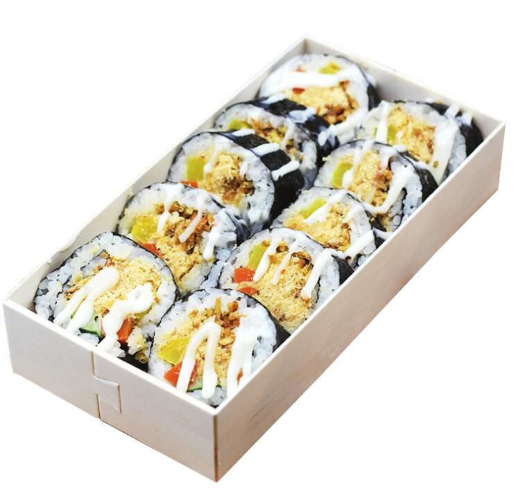 Biodegradable Togo Food Container Disposable Lunch Fast Food Box Transparent Lid Customized Wooden Sushi Takeaway Packaging Box